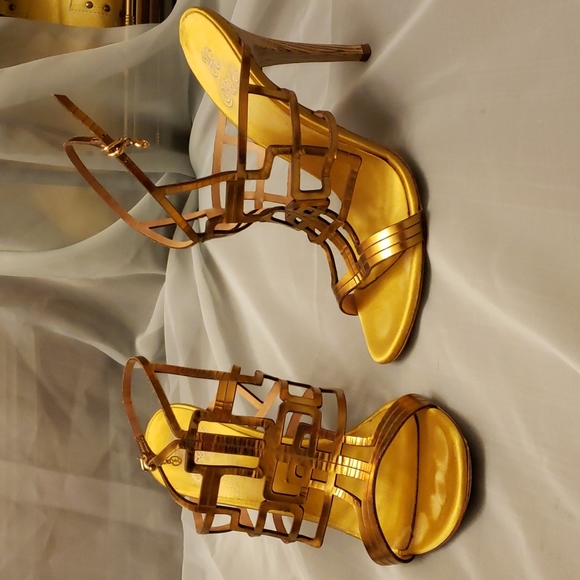 Fabi Couture Shoes - Fabi Couture gold cutout leather heels 38/7